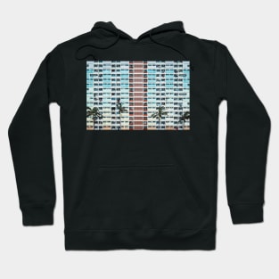 Multi-colored Building Pattern With Palm Trees - Aesthetic Hoodie